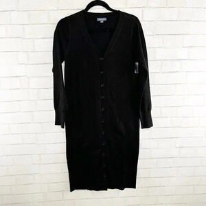 Modcloth Black Long Sleeve Button Front Long Dress/Cardigan Women's Size Medium